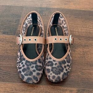 Reformation Leopard Print Flats with Brown Strap